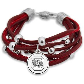 FTH South Carolina Gamecocks Leather Strand Bracelet with Logo and Lobster Clasp in Kuwait