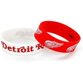 Aminco Unisex Adult Silicone Rubber Set, 2-Pack Sports-fan-bracelets, Team Colors, Detroit Redwings US