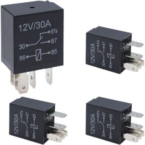 4PCS 5 Pin Relay, 12V 30A Automotive Starter Relay Multi-Purpose Heavy Duty Standard Relay Kit, Universal Automotive Replacement Parts