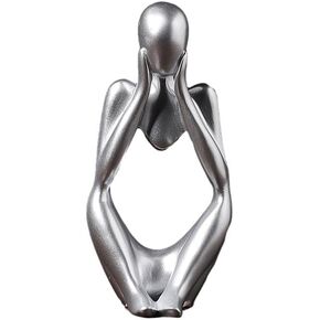 Thinker Art Decoration Resin Crafts Small Model Decoration Home Decoration Desktop Statue Modern (Black-1)