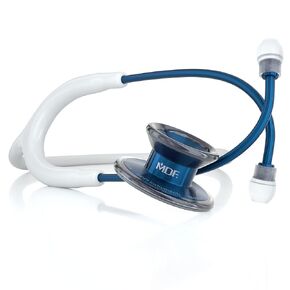 MDF Instruments MD One Epoch Stethoscope, Lightweight Titanium, Adult, Dual Head, Free-Parts-for-Life, White Tube, Titanium Blue, Capridium Chestpiece-Headset, MDF777TCD29