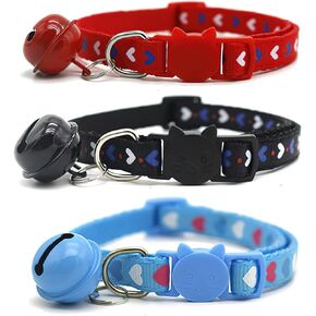 Cat Collars with Bells, 3 Pack Cat Collars, Breakaway Cat Collar, Strong and Secure Cat Collars, Mixed Colors, Kitten Collars, Pet Collars, Comfortable.