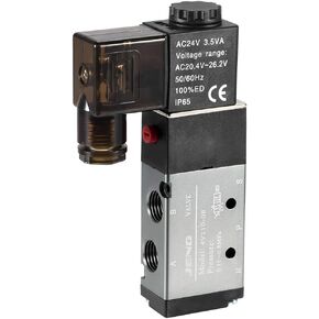 uxcell AC 24V 5 Way 2 Position 1/4" PT,Pneumatic Air Control Solenoid Valve,Internally Single Piloted Acting Type,4V210-08
