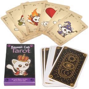 Kawaii Cat Tarot | Kawaii Tarot Deck | Cute Tarot Cards | Only 22 Major Arcana Card Deck, Includes Online Guide | Tarot Cards for Beginners