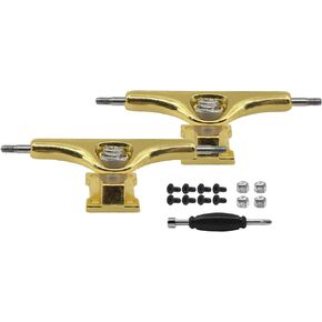 Teak Tuning Prodigy Swerve Fingerboard Trucks, Gold Colorway - 34mm Wide - Inverted Kingpin - Professional Shape, Appearance & Components