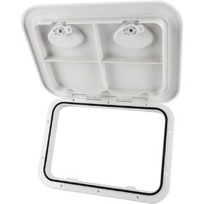 Amarine Made Boat Hatch 17-1/4"x12-3/8, 180 Degree Lid Hinge Boat Deck Hatch,Marine Hatch with Non Slip Surface, Sturdy Construction Boat Access Hatch & Lid, Weatherproof and Easy to Install, White