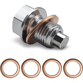 6 PCS Car Oil Drain Plug, M18 x 1.5 Stainless Steel Heavy Duty Oil Plug Leak-proof Replacement 11026-01M02, with 5 Gaskets, Compatible with Qashqai X-Trail Liwei Sylphy Tiida Nissan (Silver)