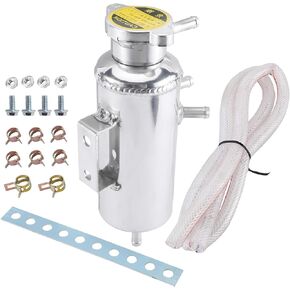 NovelBee Universal Polished Chrome Aluminum Air Catch Cooler Radiator Overflow Breather Tank Engine Coolant Can