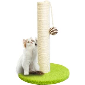 عمود خدش للقطط بطول 17 بوصة - حبل السيزال وعمود خدش السجاد مع لعبة كرة معلقة للقطط والقطط البالغة (أخضر) in Kuwait