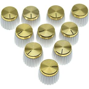 Dopro 10pcs Guitar AMP Amplifier Push on fit Knobs Black with Black Cap Top Fits 6mm diameter Pots Marshall Amplifiers
