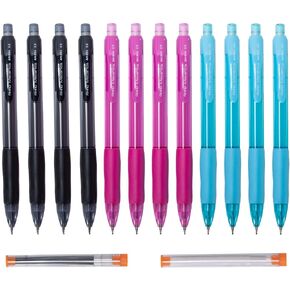 AIHAO Mechanical Pencils, 0.7mm, 12 pack with refillable Lead and Erasers, Assorted Barrel Colors, for School, Office Writing, Drawing, Sketching