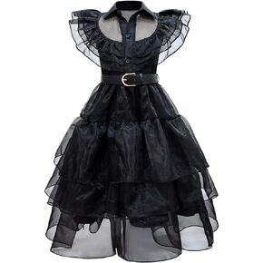 Kids Girls School Uniform Dress Halloween Cosplay Costume Black Dance Dress