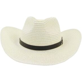 قبعة رعاة البقر من القش واسعة حافة الأشعة فوق البنفسجية الشمس قبعة للشاطئ راعية البقر بنما قبعة المرأة سمبريرو الأشعة فوق البنفسجية حماية القبعة الغربية مع حزام الذقن in Kuwait