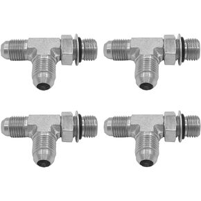 (4-PACK) 6804-06-06-06-NWO Hydraulic Adapter Fitting Run Tee 3/8" Male JIC 37°(9/16"-18UNF) × 3/8" Male Adjustable O-Ring Boss (9/16"-18UNF) × 3/8" Male (9/16"-18UNF) Carbon Steel