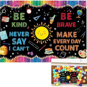 BINQOO 7x5ft Be Kind Brave Kindergarten Backdrop Back to School Kids School Prom Classroom Colour Pencil Background Kindergarten Online Teaching Children's Room Interior Decor