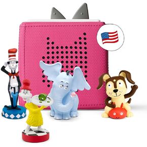 Toniebox Audio Player Starter Set with Sam-l-Am, Horton Hears a Who!, Cat in The Hat, and Playtime Puppy - Listen, Learn, and Play with One Huggable Little Box - Light Blue