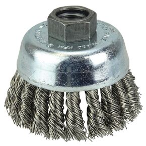 Weiler 36239 Wolverine 3" Knot Wire Cup Brush, 020" Stainless Steel Fill, 5/8"-11 UNC Nut, Made in The USA