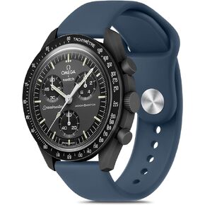 Meliya Bands for Moonswatch Watch, Soft Silicone Strap Compatible with Omega X Swatch Moonswatch Speedmaster/Rolex/SEIKO 20mm Watch, Swatch Omega Moonswatch Speedmaster Watch Replacement Band for Women Men