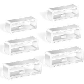 6 PCS Watch Band Retainer Loops, White Silicone Watch Strap Holder Rings Replacement Parts Smartwatch Band Keeper Rubber Fastener Rings for Smart Sport Watches (Size:18mm/20mm/22mm)