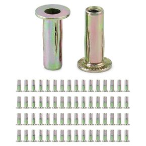 QWORK Carbon Steel M6x1mm Flat Head Rivet Nuts, Color-Zinc-Plated with High Corrosion Resistance for Metal Sheets and Equipment Casings