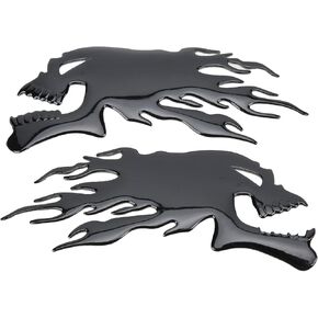 Skull Motorcycle Tank Sticker Skull Gas Tank Motorcycle Stickers 2PCS Fuel Tank Sticker 3D Universal Flame Skull Decal Decorations for Motorcycle(B)