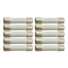 12 Amp Slow-Blow Time Delay Fuse Ceramic 6.35x31.75mm(1/4" x 1-1/4") (Pack of 10)