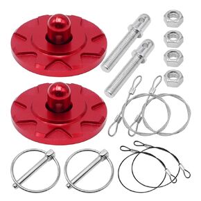 Aluminum Alloy Hood Pins Kit, Car Racing Hood Pin Lock for Universal Hood Pin Plate (Silver)
