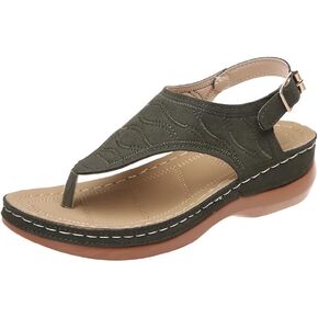 Women Dimleen Orthopedic Sandals with Arch Support Flip Flops Clip Toe Roman Casual One Word Buckle Rubber Soft Sole Slippers