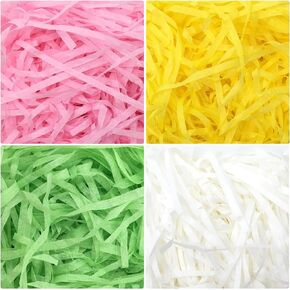 Jremreo 4 Colors 8.5oz (240g) Easter Grass Basket Filler Bulk, Assorted Crinkle Cut Paper Shred Filler for Easter Egg Hunt Decor, Gift Wrapping & Basket Filling