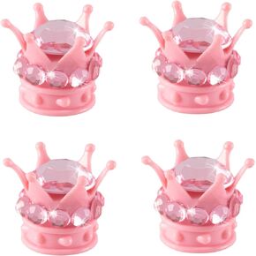 SINGARO Car Crown Tire Valve Cap, Bling Crystal Diamond Chrome Plated Crown Tire Valve Stem Covers, Applicable to Cars, Trucks, Bicycles and Motorcycles, Car Exterior Accessories (4PCS Black)
