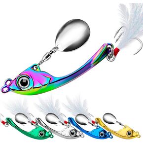 Rotation Sequins Lure Micro Swivel Fishing Spoons, Multi-Coloured Swim Spinner Fishing Baits VIB Spinning Sequin Bait (Pack of 5)