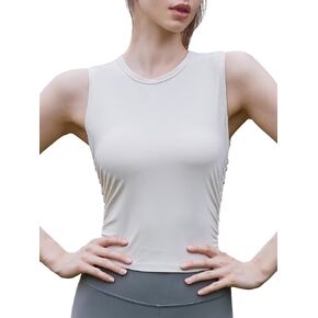 Women's Tank Tops Crew Neck Sleeveless Ribbed Stretch Slim Basic Casual Yoga Crop Camis