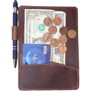 Hide & Drink, Thick Leather Check Presenter With Card Slot/Restaurant & Cafe Accessories/Bill Holder/Waiter/Waitress, Handmade :: Bourbon Brown