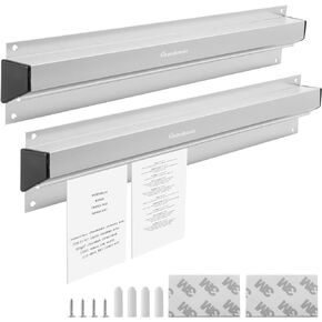 2 Pieces 24" Aluminum Kitchen Slide Check Rack Bill Orders Ticket Holder Tab Restaurant Order Rack Display Rail Desk Receipt Holder for Restaurant Cafes Pubs Bars (2PCS-24Inch)