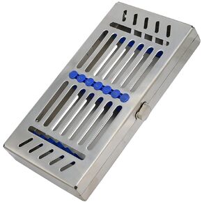 Turn Button 7 Dental Sterilization Cassette & Caddies Blue Silicone Rack Surgical Instruments Holder Tray Stand Autoclavable Detachable Box Double Botton Type for Dental Clinic Tool