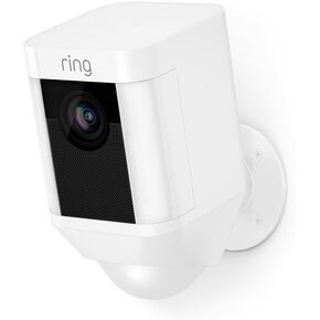 Certified Refurbished Ring Spotlight Cam Battery HD Security Camera with Built Two-Way Talk and a Siren Alarm, White, Works with Alexa in Kuwait