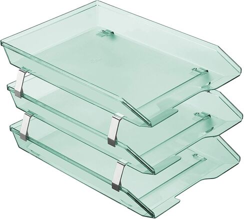 Acrimet Facility 3 Tier Letter Tray تحميل أمامي، منظم ملفات سطح المكتب، بلاستيك (لون أخضر شفاف) in Saudi Arabia