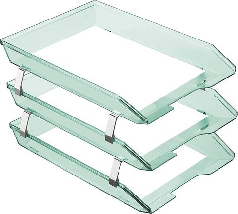 Acrimet Facility 3 Tier Letter Tray تحميل أمامي، منظم ملفات سطح المكتب، بلاستيك (لون أخضر شفاف) in Saudi Arabia