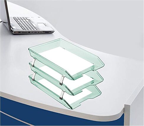 Acrimet Facility 3 Tier Letter Tray تحميل أمامي، منظم ملفات سطح المكتب، بلاستيك (لون أخضر شفاف) in Saudi Arabia