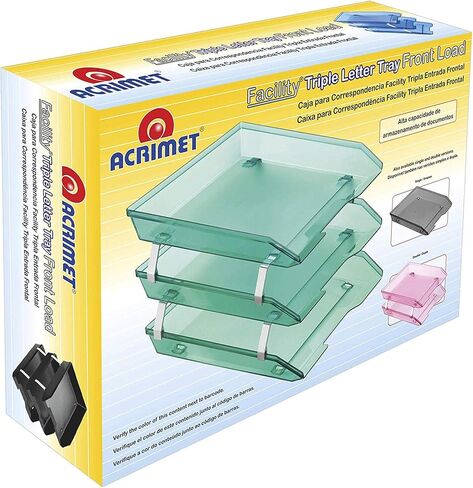 Acrimet Facility 3 Tier Letter Tray تحميل أمامي، منظم ملفات سطح المكتب، بلاستيك (لون أخضر شفاف) in Saudi Arabia