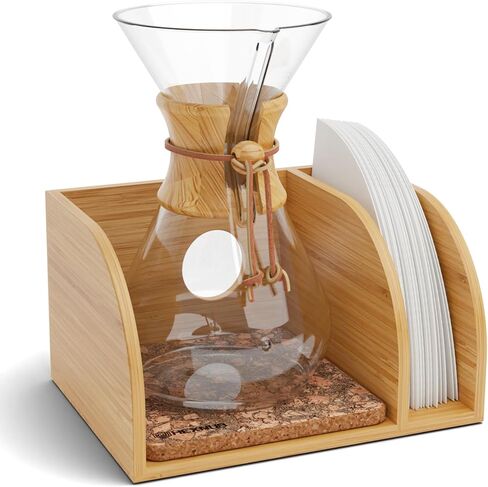 HEXNUB - علبة وغطاء لصب القهوة، حامل من الخيزران يناسب Chemex، Bodum، Cosori Coffee Carafes، حصيرة مقاومة للحرارة، حامل فلتر لصانع القهوة بالتنقيط - حصيرة الفلين in Saudi Arabia