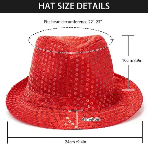 قبعة فيدورا بالترتر من Glamourstar للنساء والرجال، قبعات كلاسيكية لرقص الجاز والديسكو in Kuwait