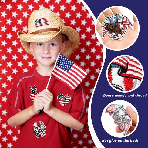 12Pcs Independence Day Iron on Patches 4th of July Patriotic Embroidered Decorations Patches American Flag Patch Applique for Clothing Hat Jeans Backpack in Saudi Arabia