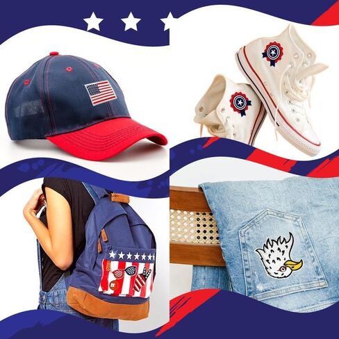 12Pcs Independence Day Iron on Patches 4th of July Patriotic Embroidered Decorations Patches American Flag Patch Applique for Clothing Hat Jeans Backpack in Saudi Arabia