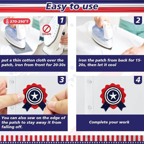 12Pcs Independence Day Iron on Patches 4th of July Patriotic Embroidered Decorations Patches American Flag Patch Applique for Clothing Hat Jeans Backpack in Saudi Arabia