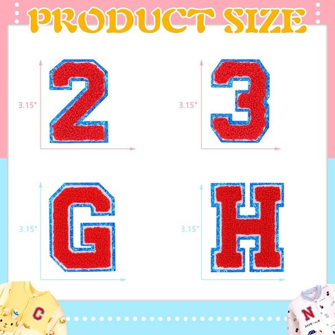 Number Iron on Patches, 10PCS Sew on Chenille Patches, Embroidered Gold Baseball Style Patch, Decorative 0-9 Numbers Badge Decorate Repair Patches or Clothing Hat Shirt Bag Jeans in Saudi Arabia