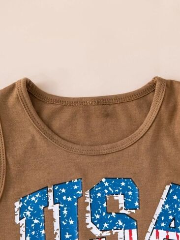 boys 4th of july outfit USA Letter Printed Sleeveless Tank Top + Short Pants 2Pcs Clothes Set in Saudi Arabia