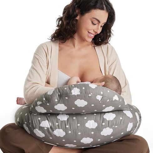 Momcozy وسادة رضاعة بمقاس كبير وموضع للرضاعة الطبيعية، وسائد للرضاعة الطبيعية لدعم مريح، تصميم سياج أمني أصلي، حزام خصر قابل للتعديل وغطاء قطني قابل للإزالة in Saudi Arabia