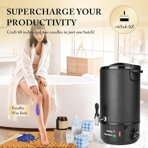 مذيب شمع كبير جدًا بسعة 8 لتر من POWLAB لصنع الشموع - آلة صنع الشموع التجارية الكهربائية مع فوهة صب سهلة وتحكم في درجة الحرارة وتصميم سريع الذوبان - مثالية للصابون أو الشموع أو الاستخدام المنزلي in Kuwait