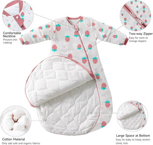 Baby Sleep Sack 1.0 TOG,Thermostatic Infant Wearable Blanket Removable Sleeves in Saudi Arabia